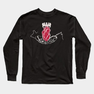 Single Line - Claddagh (White) Long Sleeve T-Shirt